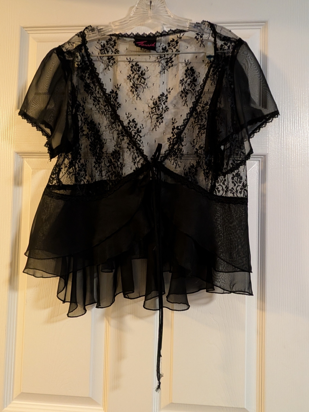 🖤 Rare Vintage Torrid Black Floral Lace Sheer Blouse 🖤